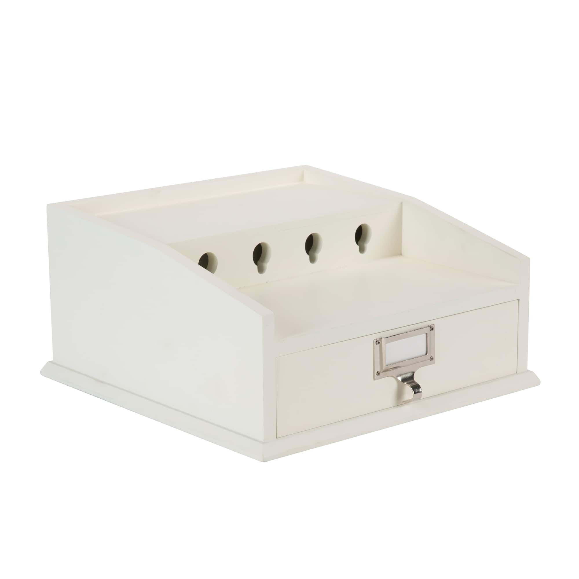 Organize It All White Charging Station With Drawer